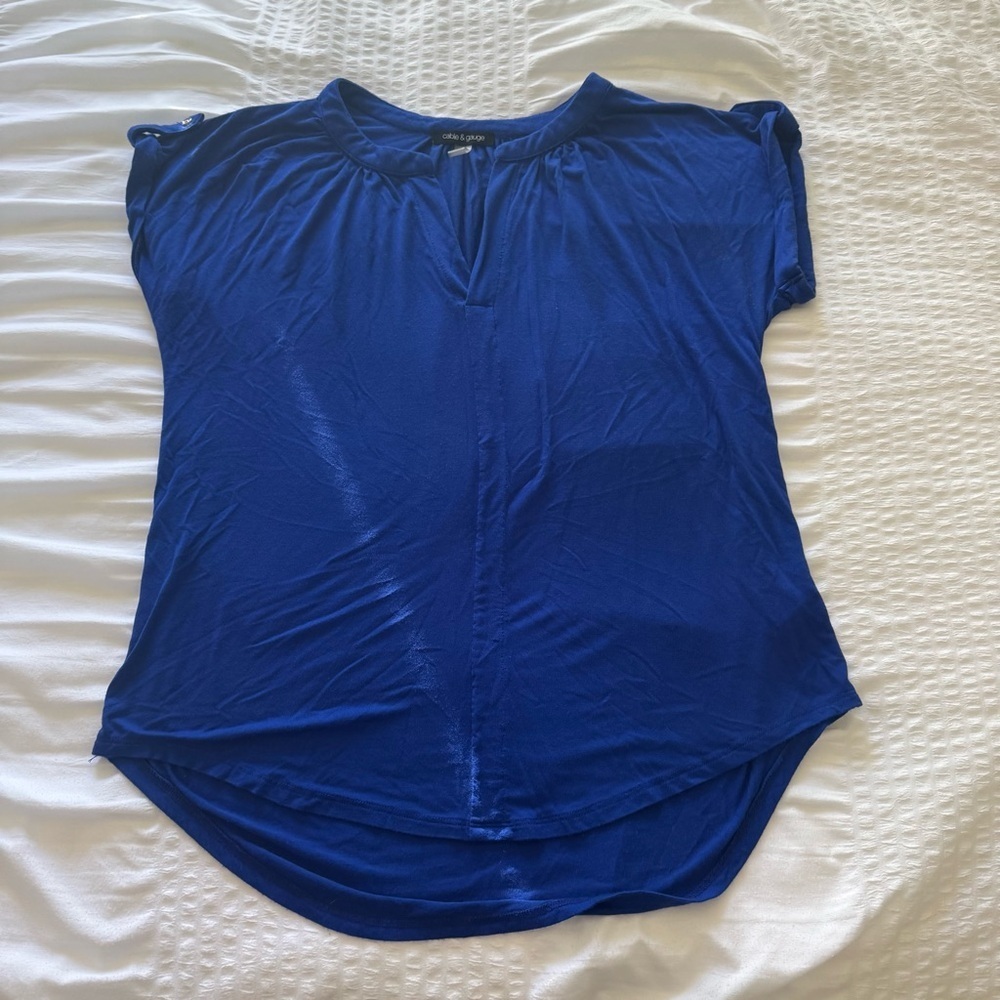 Cable & Gauge Royal Blue Women's Blouse - Picture 2 of 5
